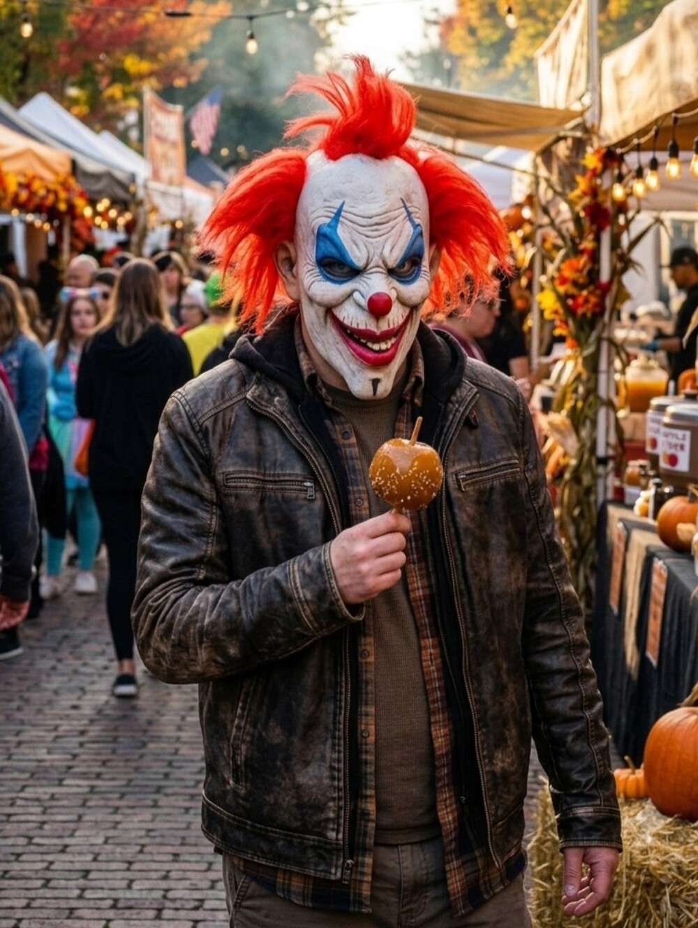 Halloween Scary Clown Mask Red Hair